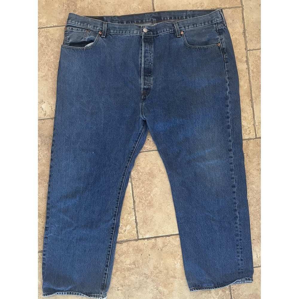 Levis 501 Jeans Mens 48x30 Blue Denim Straight‎ Leg Button Fly Classic 501 Style